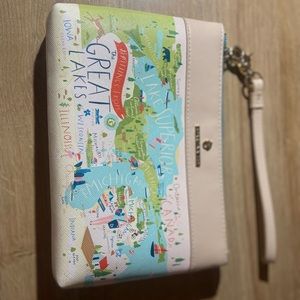 Spartina wristlet Michigan purse makeup bag mermaid leather gold Michigander